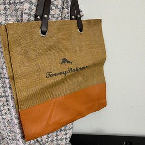 TOMMY BAHAMA tote bag Beige orange tote bag Ratan straw bag Women's bags